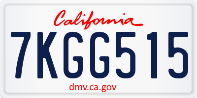 CA license plate 7KGG515