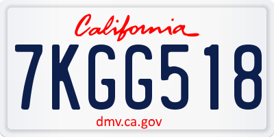 CA license plate 7KGG518
