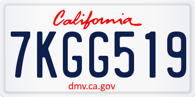 CA license plate 7KGG519