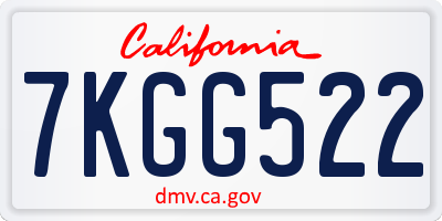 CA license plate 7KGG522