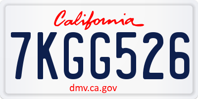 CA license plate 7KGG526
