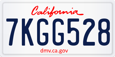 CA license plate 7KGG528