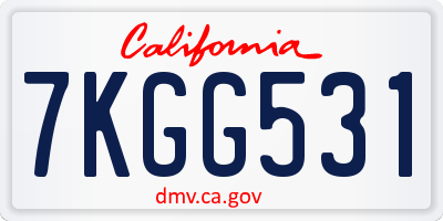 CA license plate 7KGG531