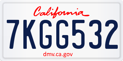 CA license plate 7KGG532