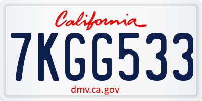 CA license plate 7KGG533