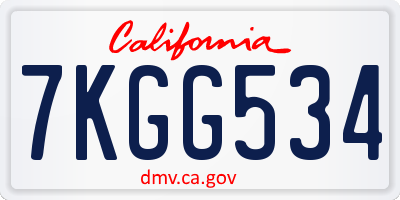 CA license plate 7KGG534