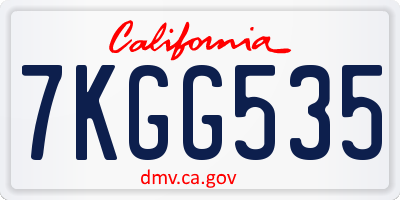 CA license plate 7KGG535