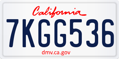 CA license plate 7KGG536