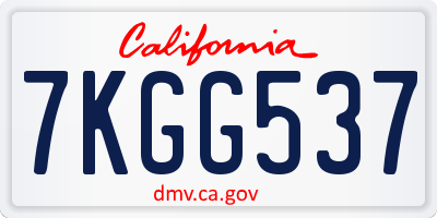 CA license plate 7KGG537
