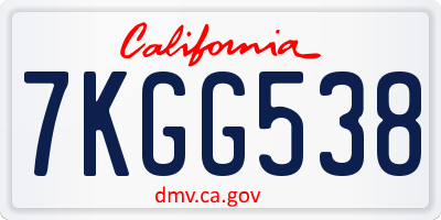 CA license plate 7KGG538