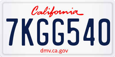 CA license plate 7KGG540