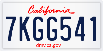 CA license plate 7KGG541