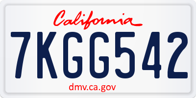 CA license plate 7KGG542
