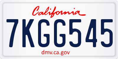 CA license plate 7KGG545