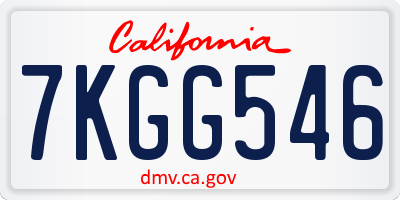 CA license plate 7KGG546