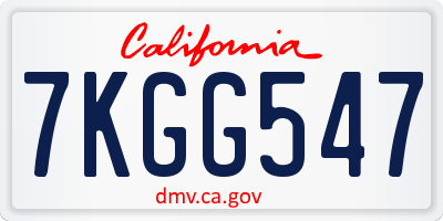 CA license plate 7KGG547