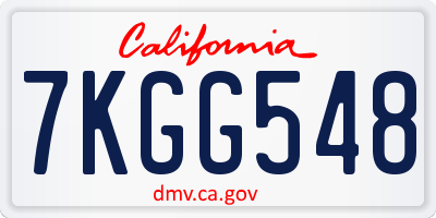 CA license plate 7KGG548