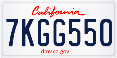 CA license plate 7KGG550