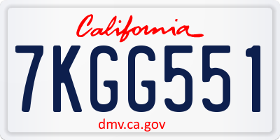 CA license plate 7KGG551