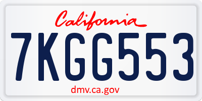 CA license plate 7KGG553