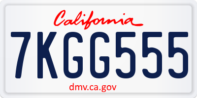 CA license plate 7KGG555
