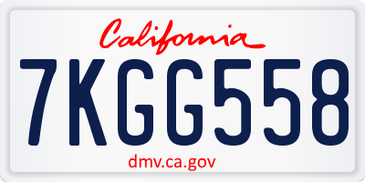 CA license plate 7KGG558