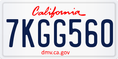 CA license plate 7KGG560