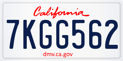 CA license plate 7KGG562