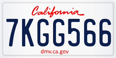 CA license plate 7KGG566