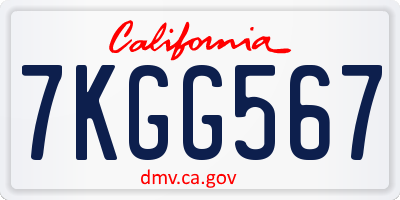 CA license plate 7KGG567