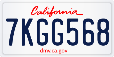 CA license plate 7KGG568