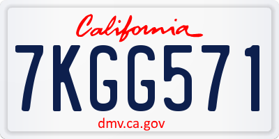CA license plate 7KGG571