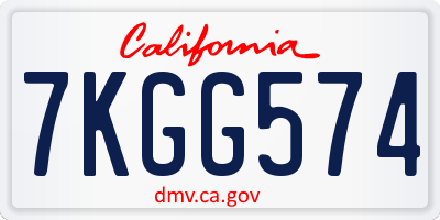 CA license plate 7KGG574