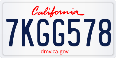 CA license plate 7KGG578