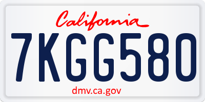 CA license plate 7KGG580