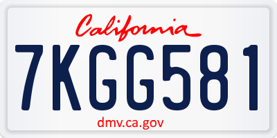 CA license plate 7KGG581