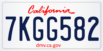 CA license plate 7KGG582
