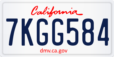 CA license plate 7KGG584