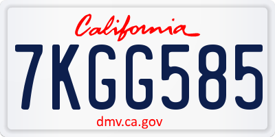 CA license plate 7KGG585