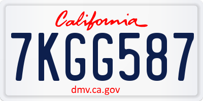 CA license plate 7KGG587