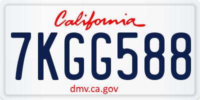 CA license plate 7KGG588