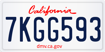 CA license plate 7KGG593