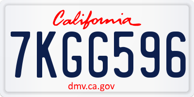 CA license plate 7KGG596