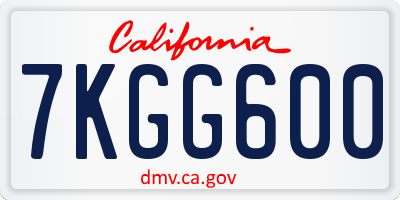 CA license plate 7KGG600