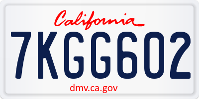 CA license plate 7KGG602