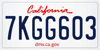 CA license plate 7KGG603