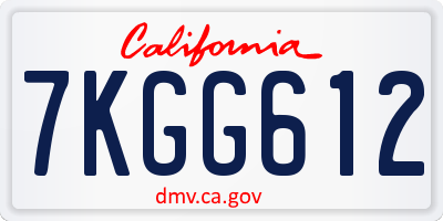 CA license plate 7KGG612