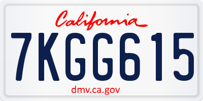 CA license plate 7KGG615