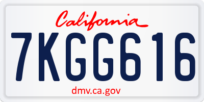 CA license plate 7KGG616