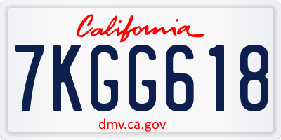 CA license plate 7KGG618